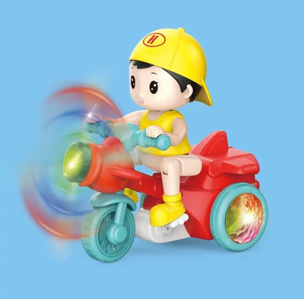 Kids’ Stunt Bicycle with LED Lights, Music &amp; 360° Rotation – Electric Robot Bike