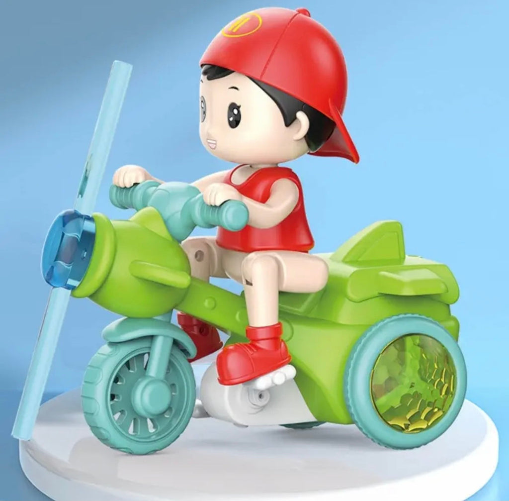 Kids’ Stunt Bicycle with LED Lights, Music &amp; 360° Rotation – Electric Robot Bike
