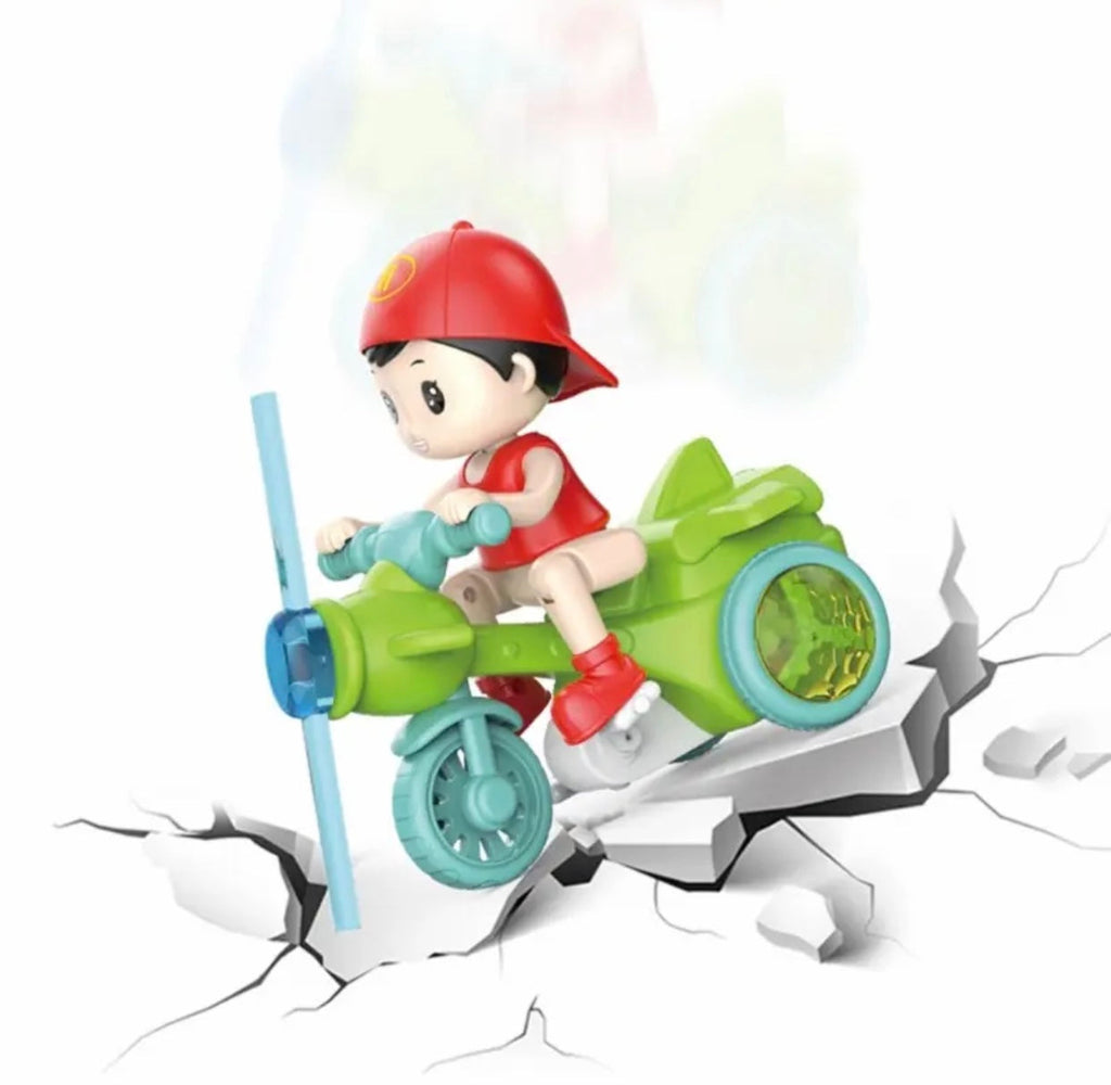 Kids’ Stunt Bicycle with LED Lights, Music &amp; 360° Rotation – Electric Robot Bike