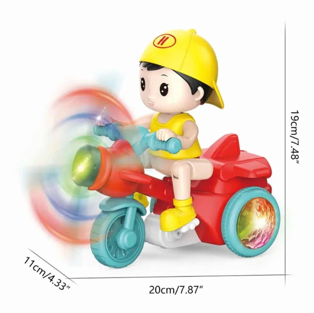 Kids’ Stunt Bicycle with LED Lights, Music &amp; 360° Rotation – Electric Robot Bike