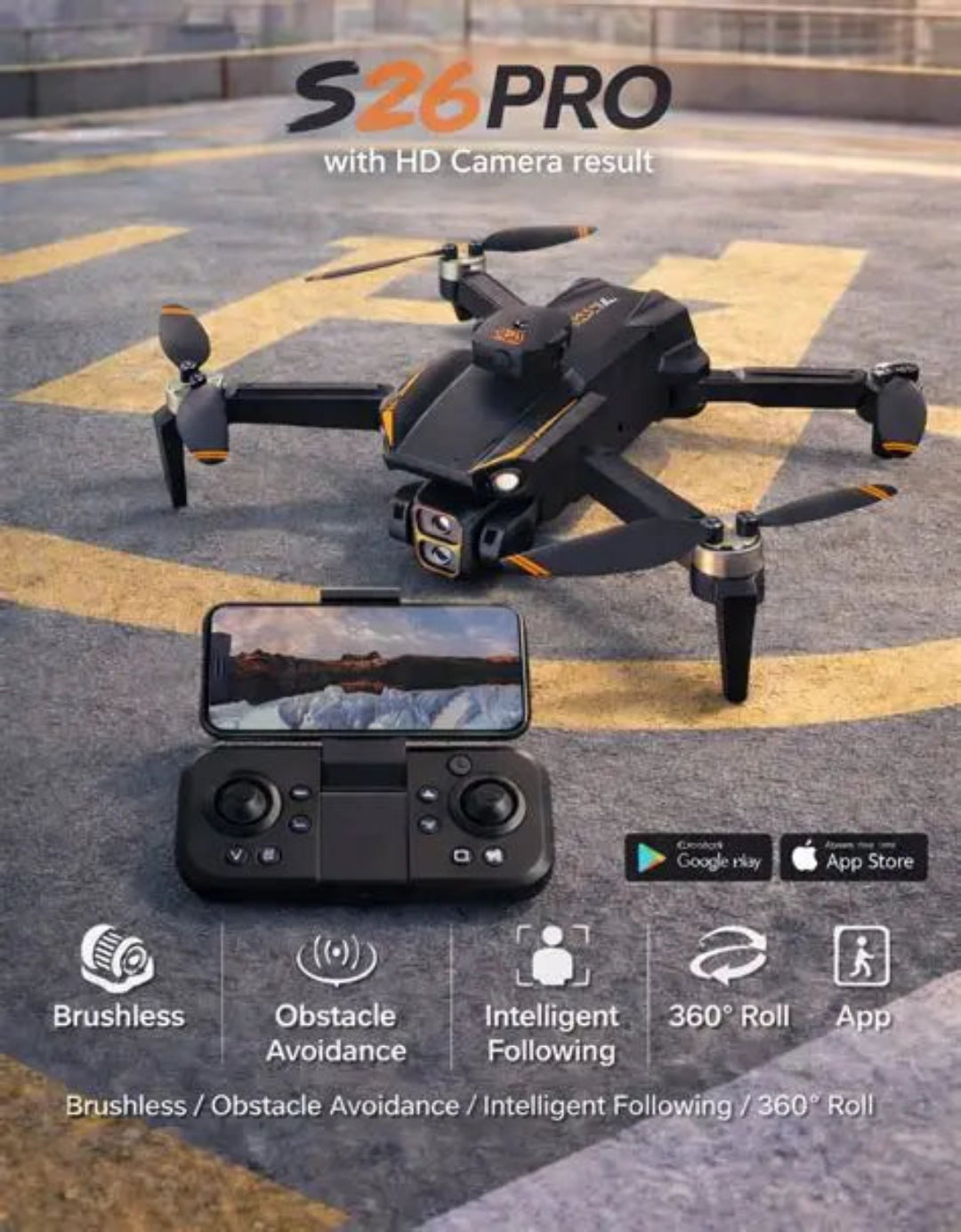 S26 Pro Drone with HD Camera – Foldable Remote Control Quadcopter