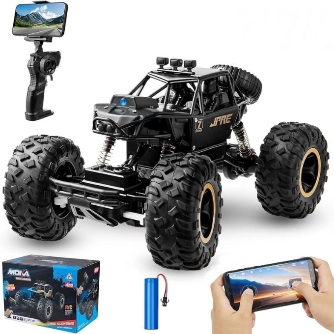 RC Rock Crawler With Camera WiFi 720P HD FPV Camera & Spray Function Alloy Body for kids