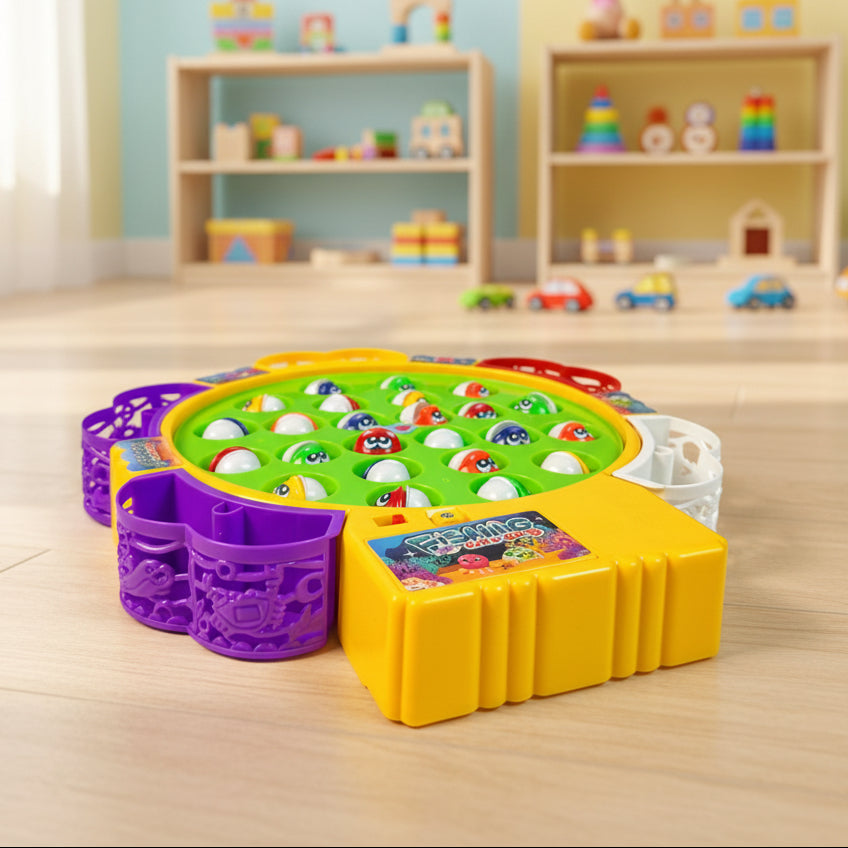 Rotating Fishing Game Toy 24 Fish Set with Music for Kids