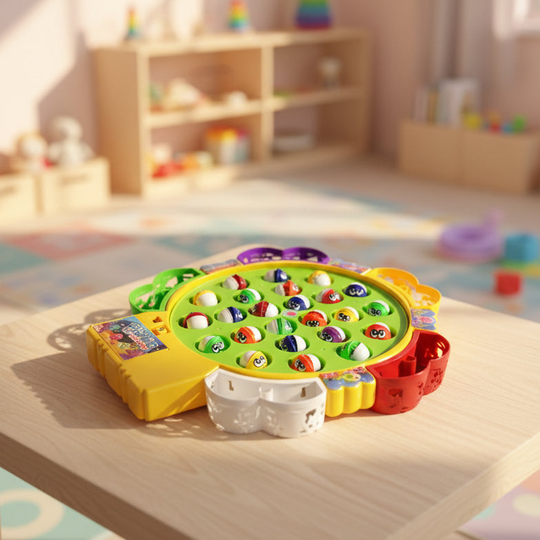Rotating Fishing Game Toy 24 Fish Set with Music for Kids