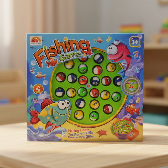 Rotating Fishing Game Toy 24 Fish Set with Music for Kids