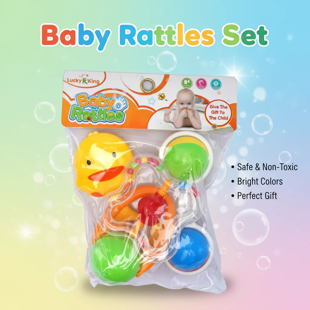 4 Pcs Baby Rattle Set – Colorful Hand Rattle Toys for Newborn & Infants