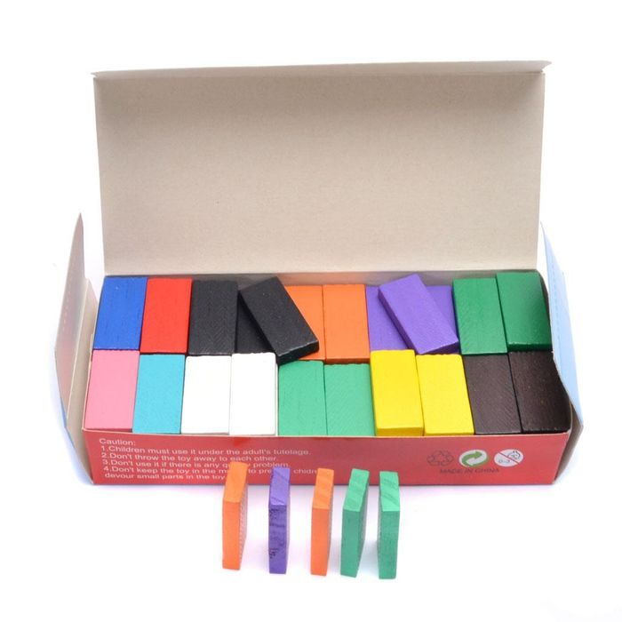 Rainbow Cascade Wooden Domino Bricks Set