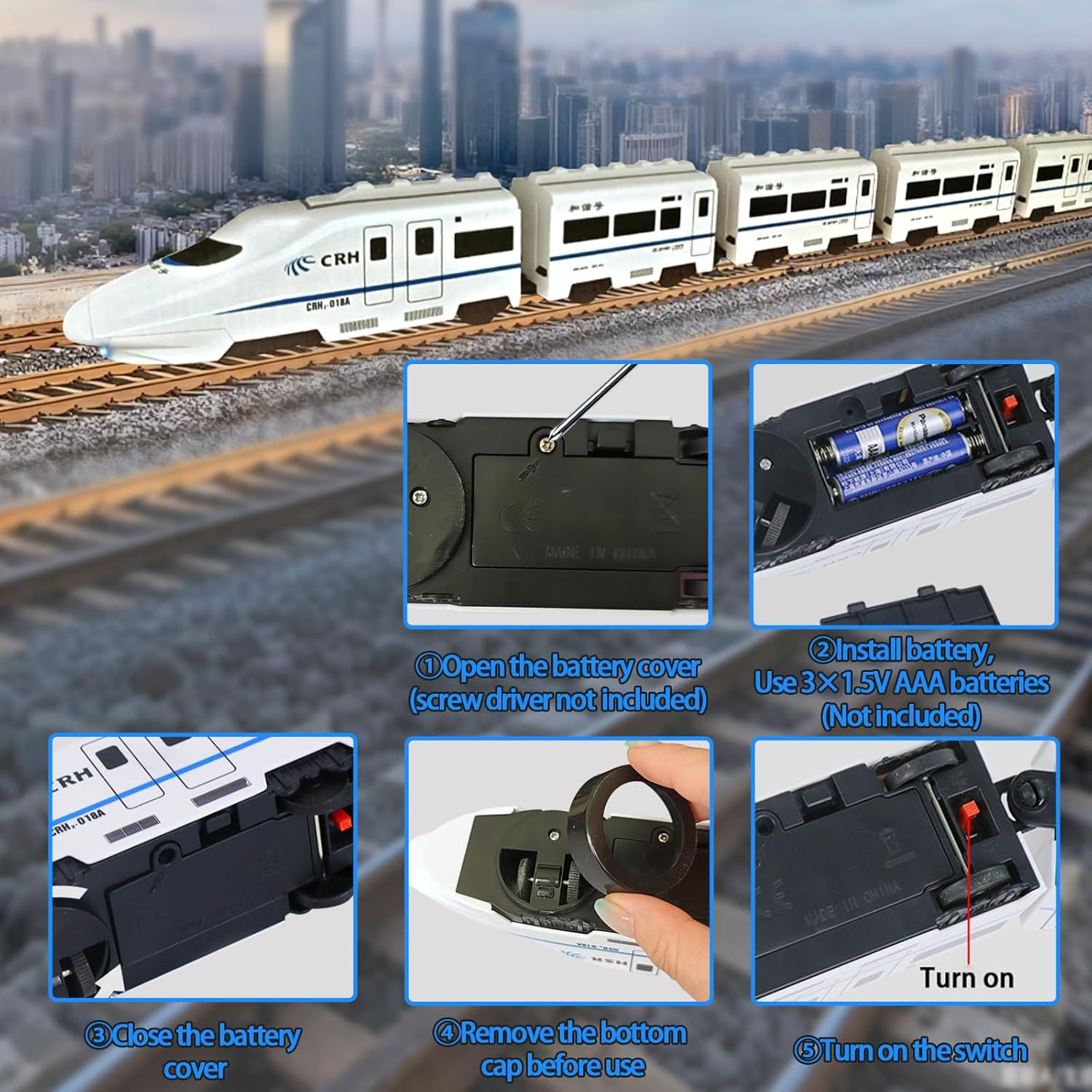 Electric RC Train Toy for Kids  – Remote Control Train with Lights &amp; Sounds