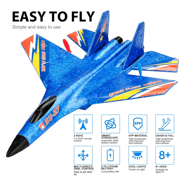 Remote Control Flying Foam Airplane-Lightweight RC Glider for Kids