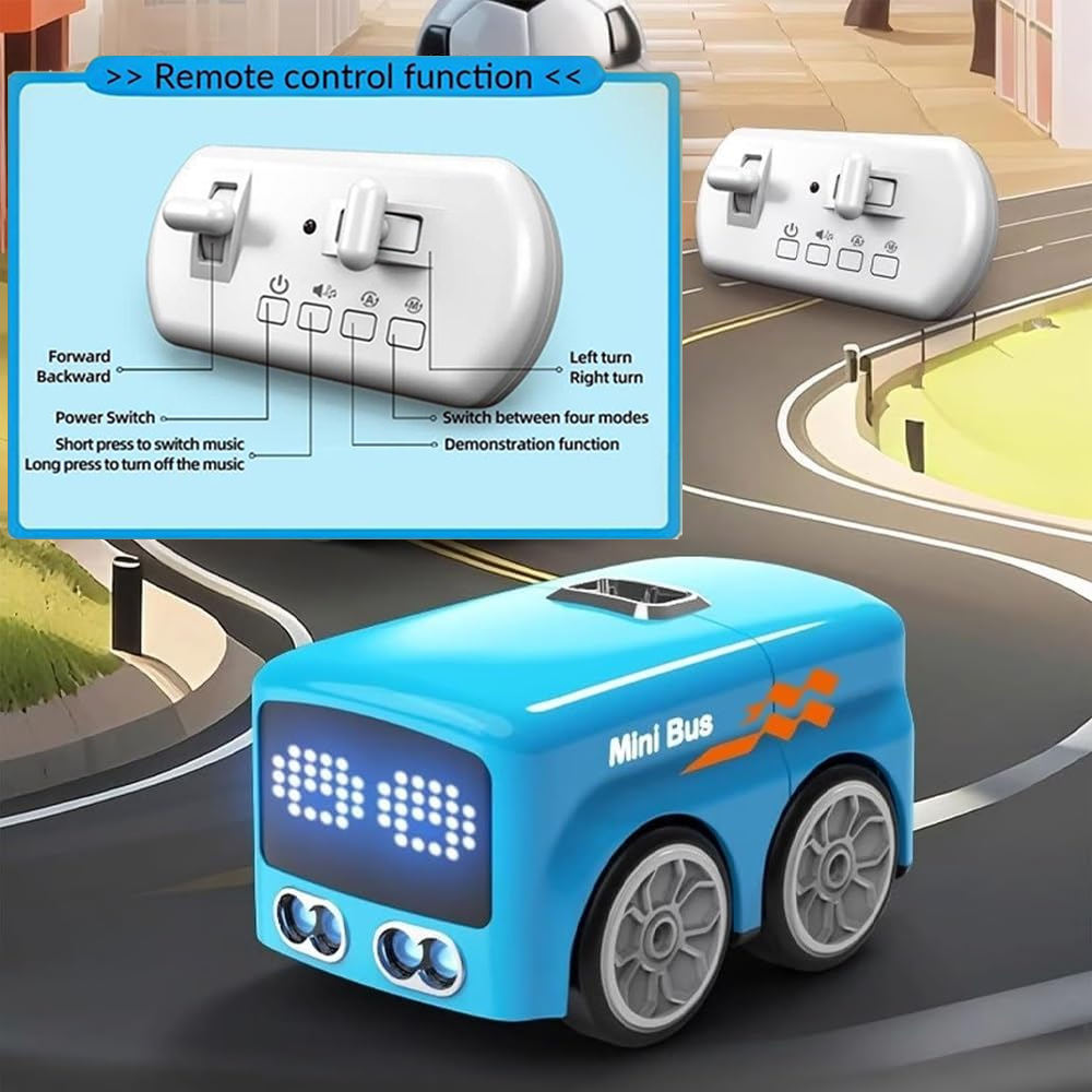 Magic Mini RC Induction Bus for Kids – Smart Hand Sensor &amp; Remote Control Toy Bus