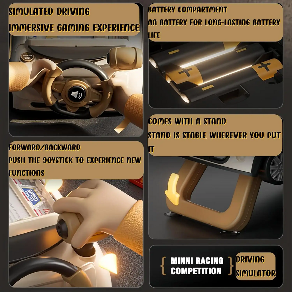 Kids Racing Car Adventure Game Steering Wheel Toy with Lights & Driving Simulator