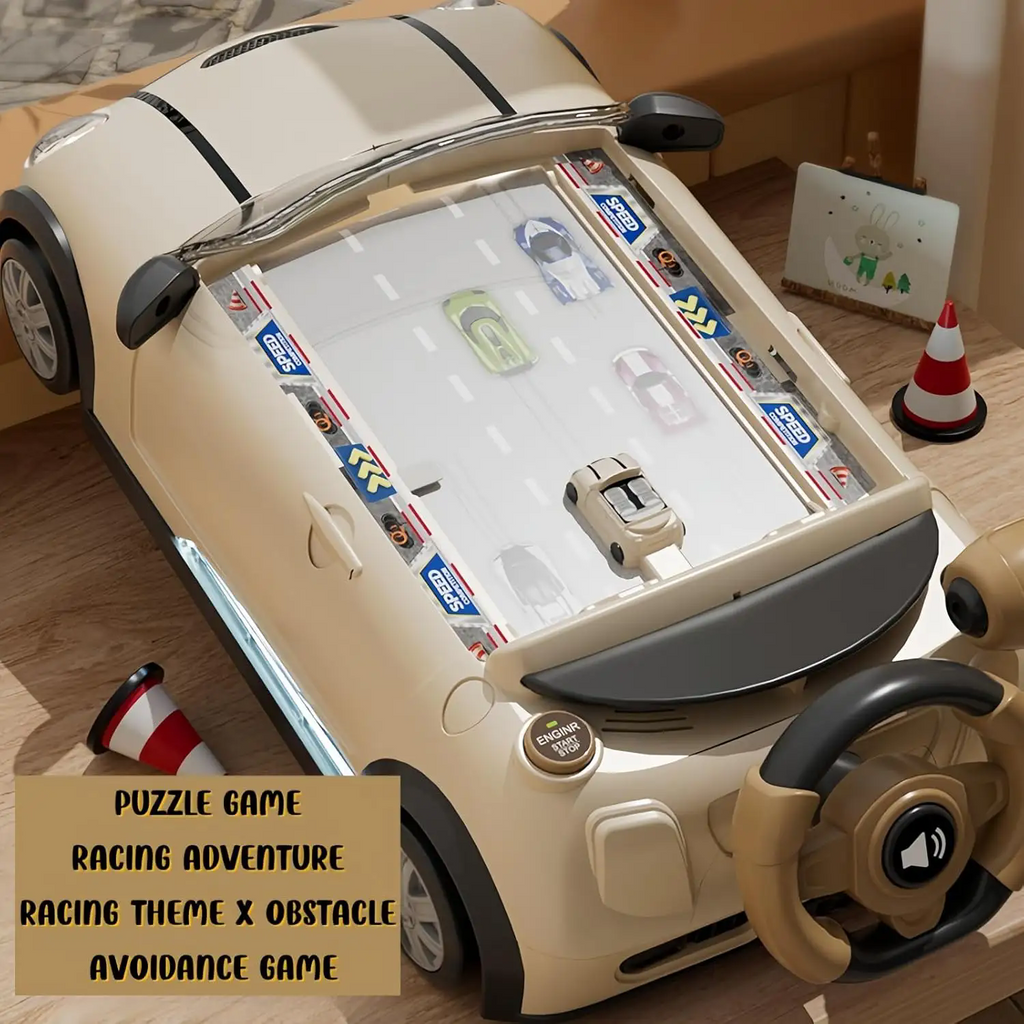 Kids Racing Car Adventure Game Steering Wheel Toy with Lights & Driving Simulator