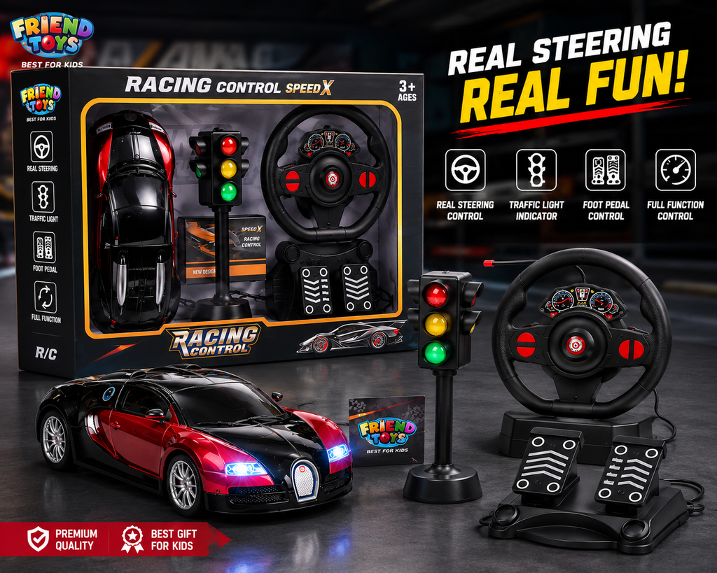 RC Racing Car 1:16 with Steering Wheel & Accelerator Pedal Set – Remote Control Driving Experience