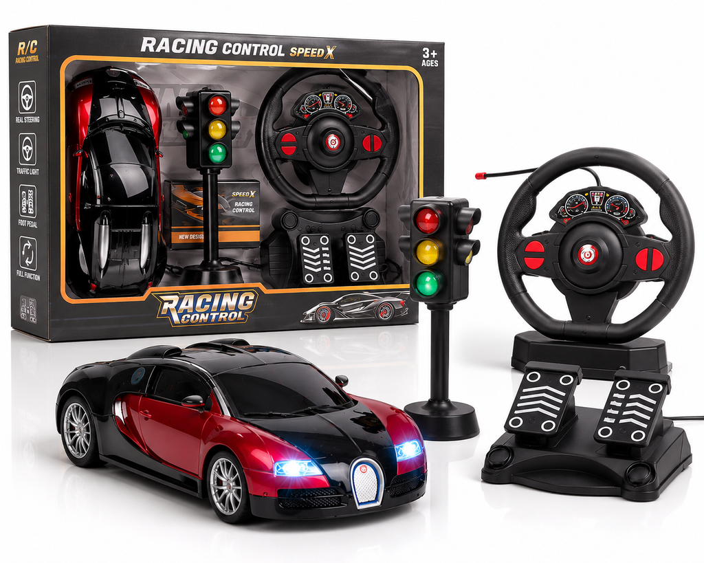 RC Racing Car 1:16 with Steering Wheel & Accelerator Pedal Set – Remote Control Driving Experience