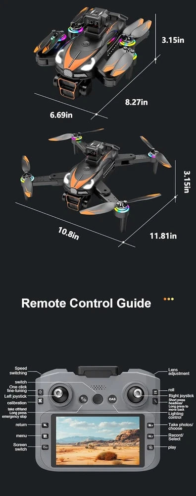 T5P Foldable Drone with Dual Camera, 720P HD, 2.4-Inch Remote Control